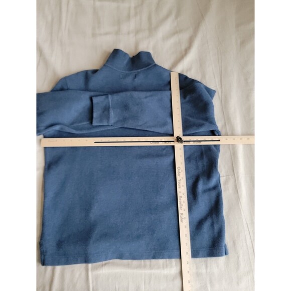 Polo Ralph Lauren Mens L Pullover Sweater 1/4 Zip Blue Casual Leather Tab Logo - Picture 14 of 16
